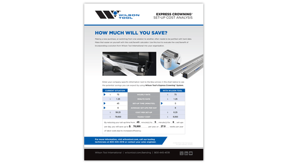 Set Up cost analysis for Express Crowning® systems for press brake